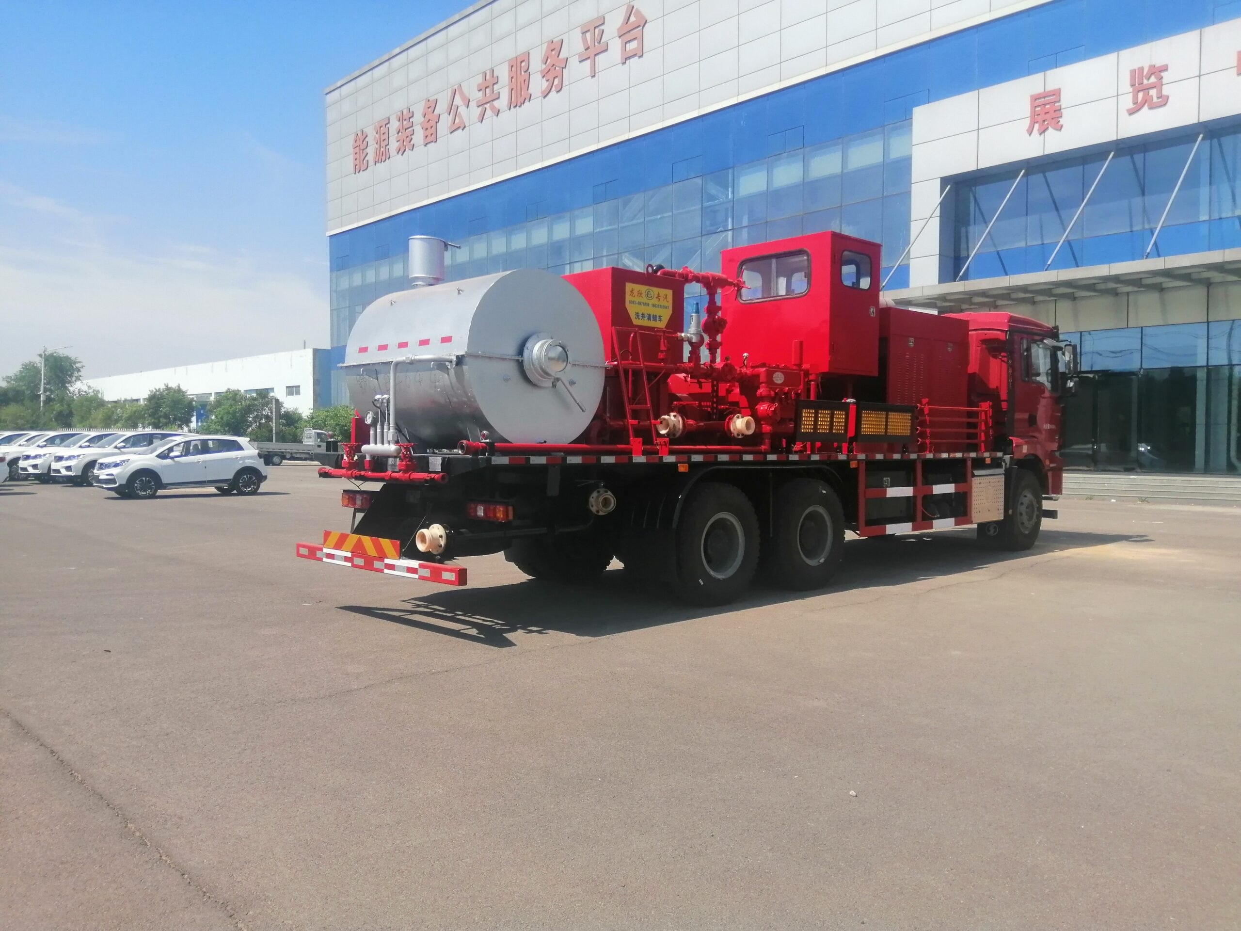 Mobile oilfield equipment prepared for field operation